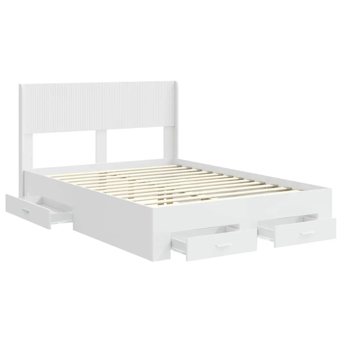 White Bed Frame 150x200cm with Storage Solutions