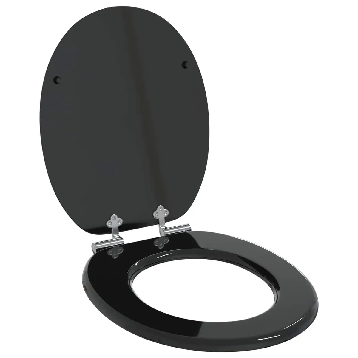 Toilet Seat MDF 44x38cm Black Soft Close Bathroom Fixture
