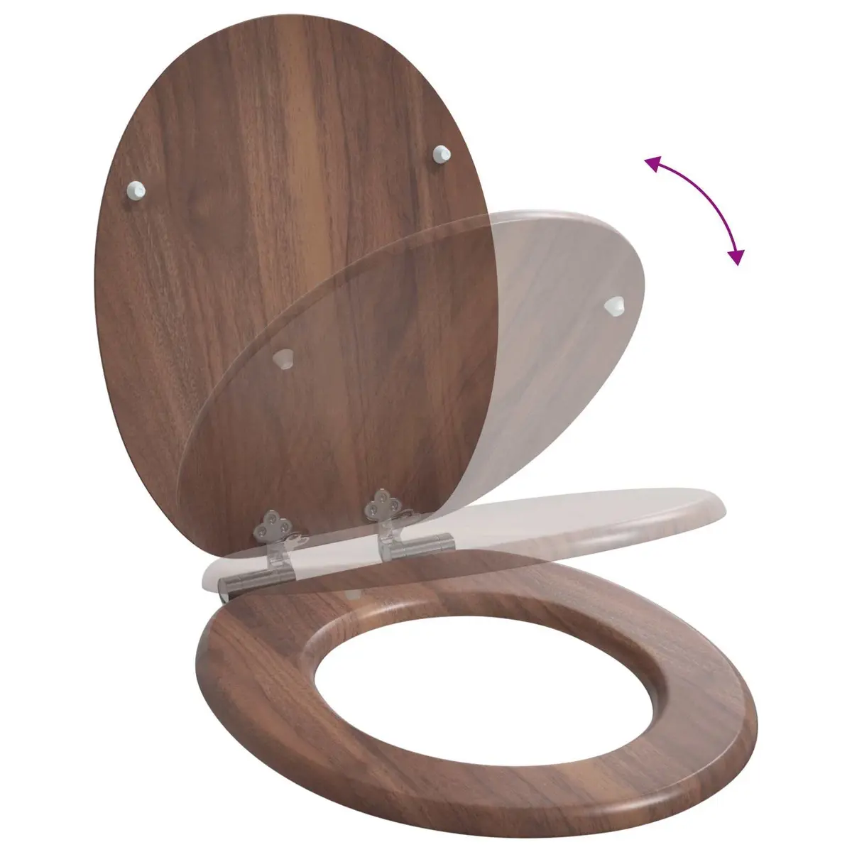 Soft-Close Toilet Seat MDF 44x38cm Brown 2 Piece