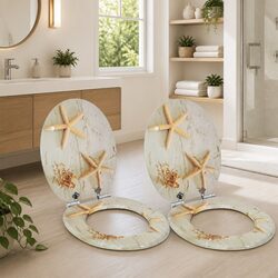 Durable Soft-Close Toilet Seat 2 Pack in Yellow and White