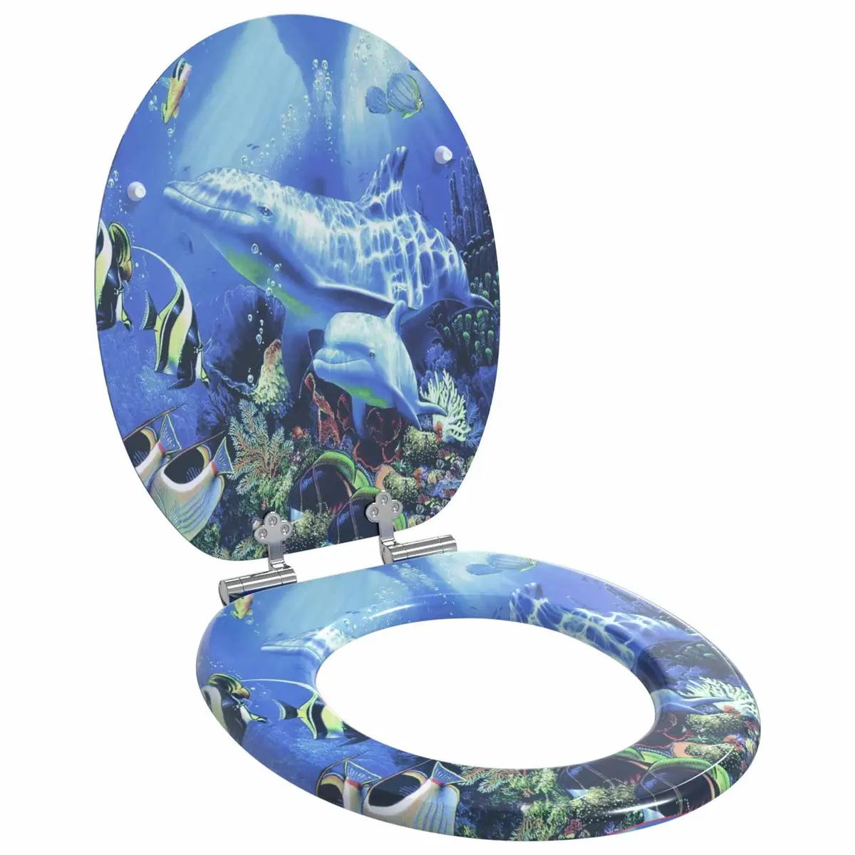 Soft-Close Toilet Seat MDF Board 44 x 38 cm Blue 2 Pack