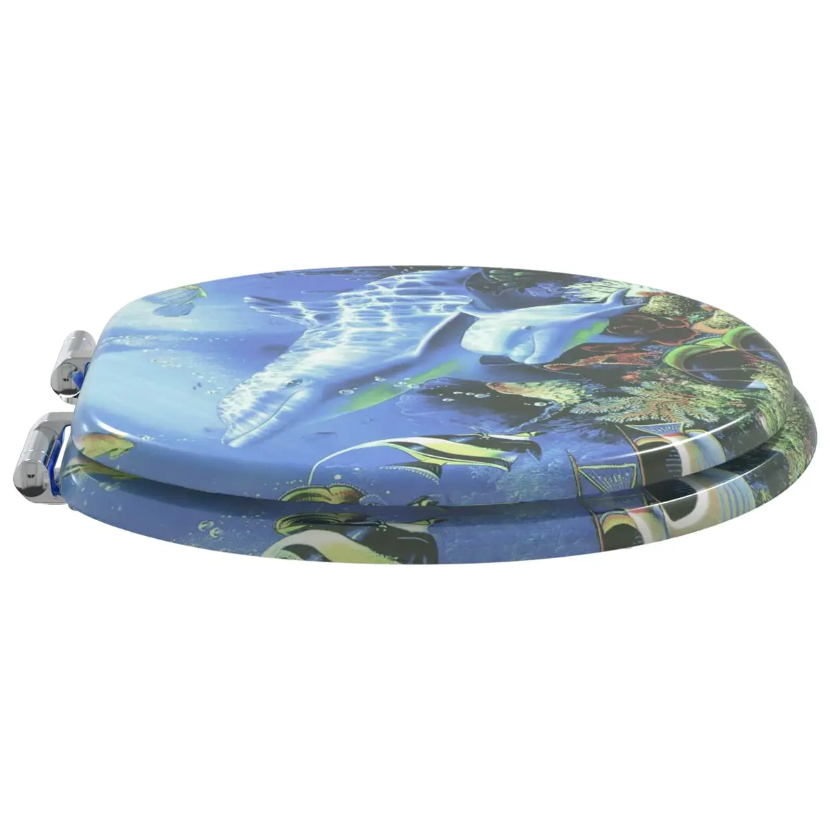 Soft-Close Toilet Seat MDF Board 44 x 38 cm Blue 2 Pack