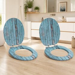 Durable Blue MDF Soft-Close Toilet Seat Set