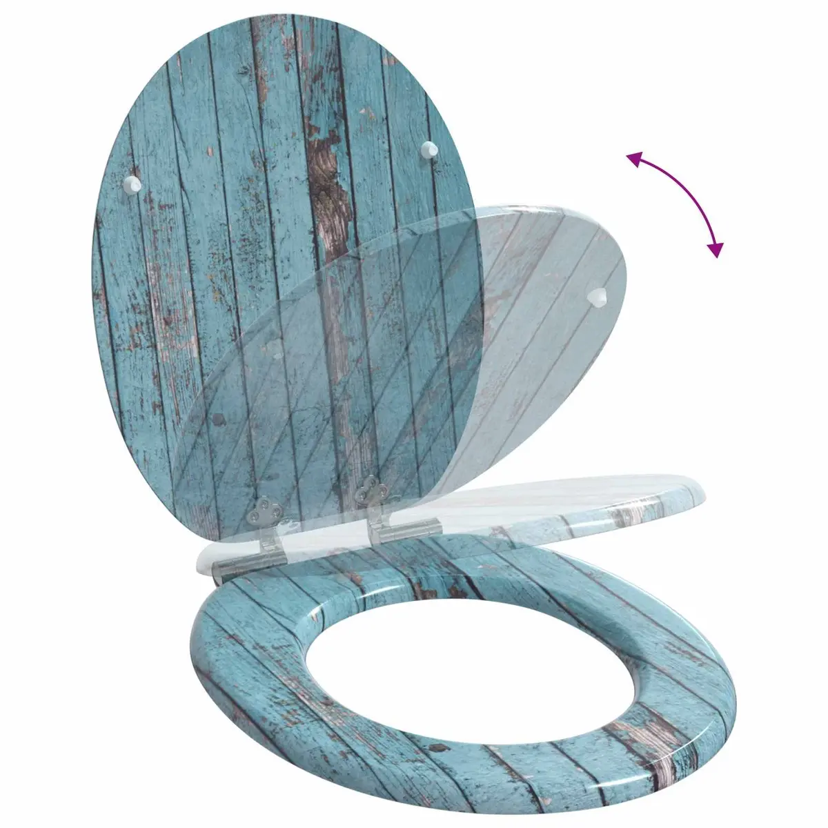Blue MDF Soft-Close Toilet Seat Set