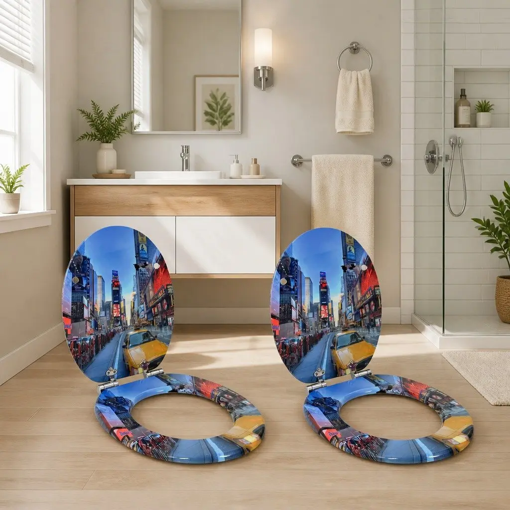 Soft-Close Toilet Seats 2 Pack Multicolour MDF
