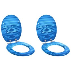 Blue MDF Soft-Close Toilet Seat 2 Pack for Modern Bathrooms