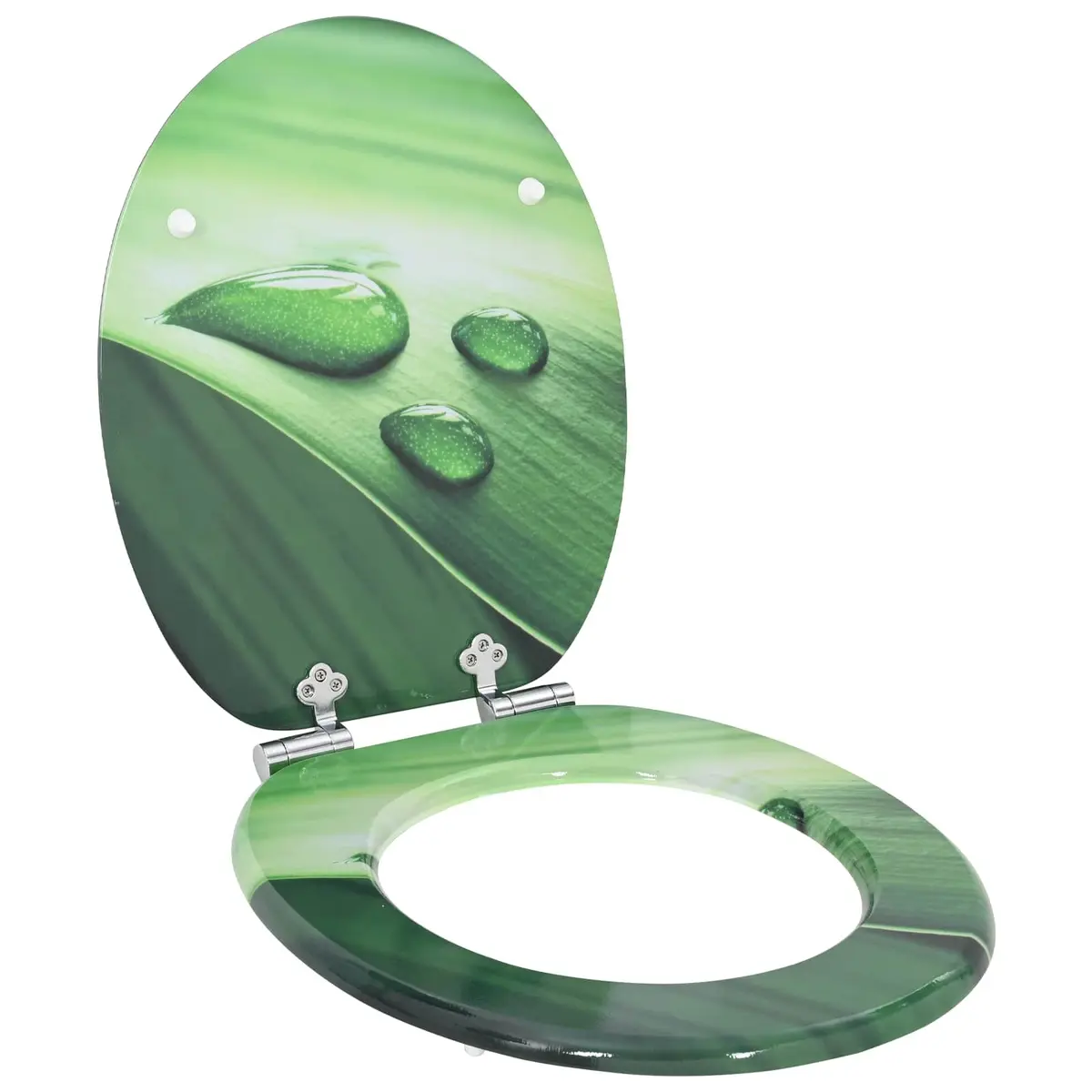 Toilet Seat MDF Board 44 x 38 cm Green Soft-Close Non-Slip 2 Piece
