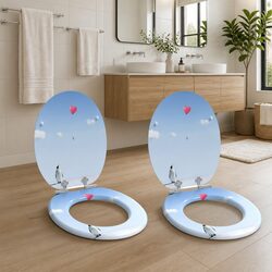 Durable Soft-Close Toilet Seat in Blue, 44 x 38 cm
