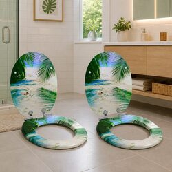 Soft-Close Toilet Seat 2 Pack Green 44 x 38 cm MDF Bathroom Upgrade Easy Install
