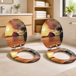 Soft-Close Toilet Seat Orange 44 x 38 cm Bathroom Fixture Replacement Upgrade