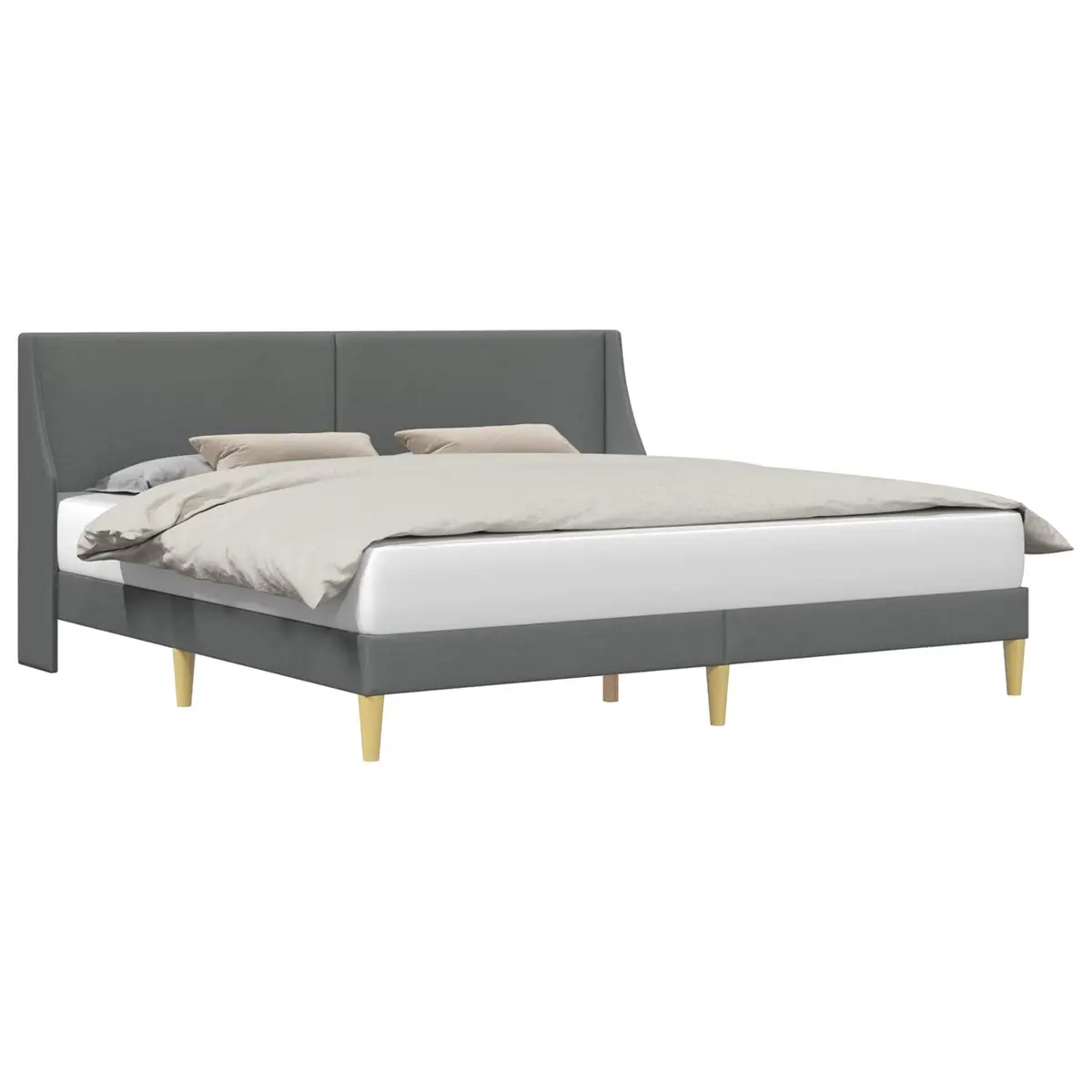 Bed Frame Plywood 180 x 200 cm Dark Grey Fabric Headboard