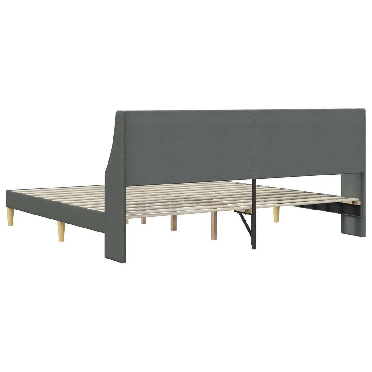 Bed Frame Plywood 180 x 200 cm Dark Grey Fabric Headboard