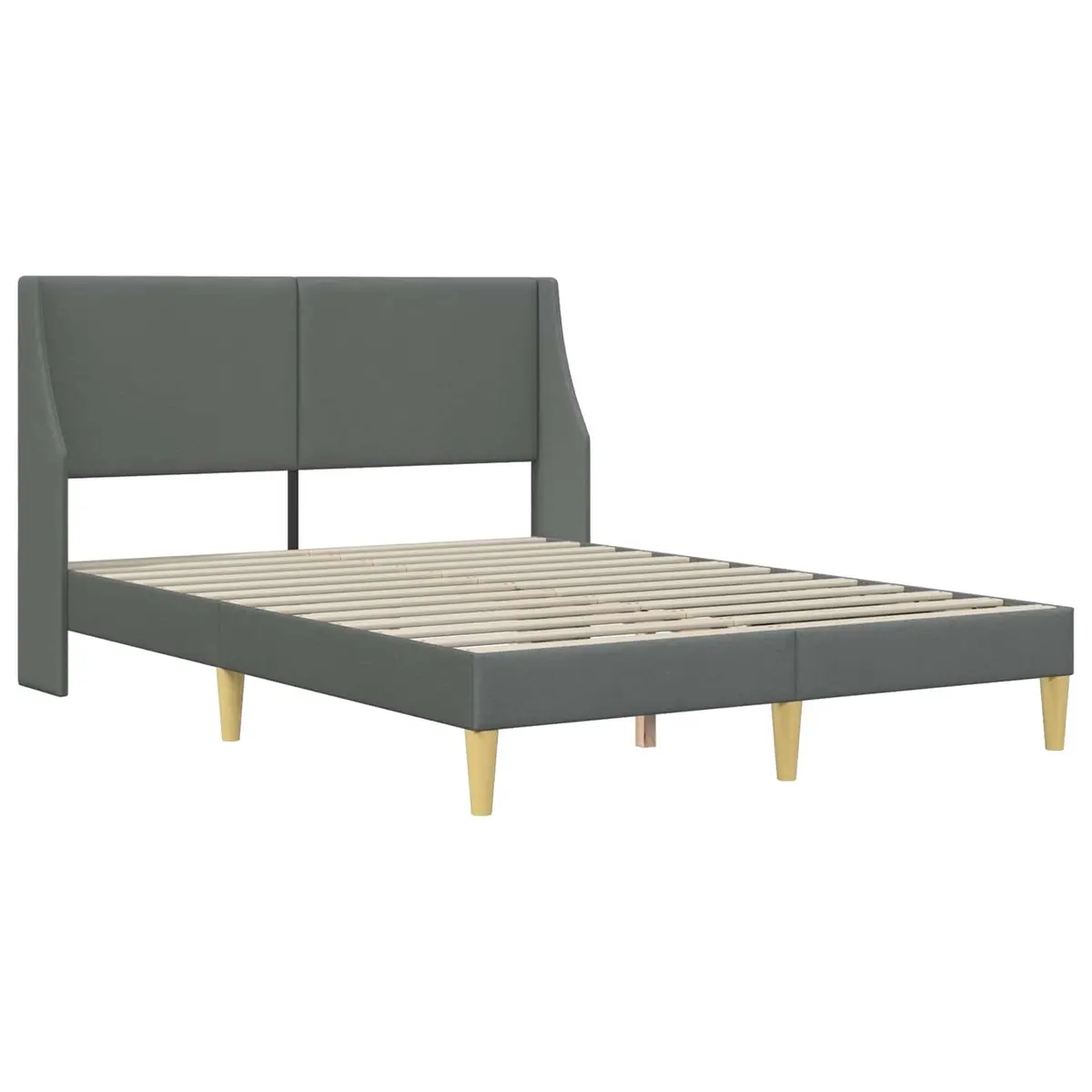 Dark Grey Bed Frame with Upholstered Headboard