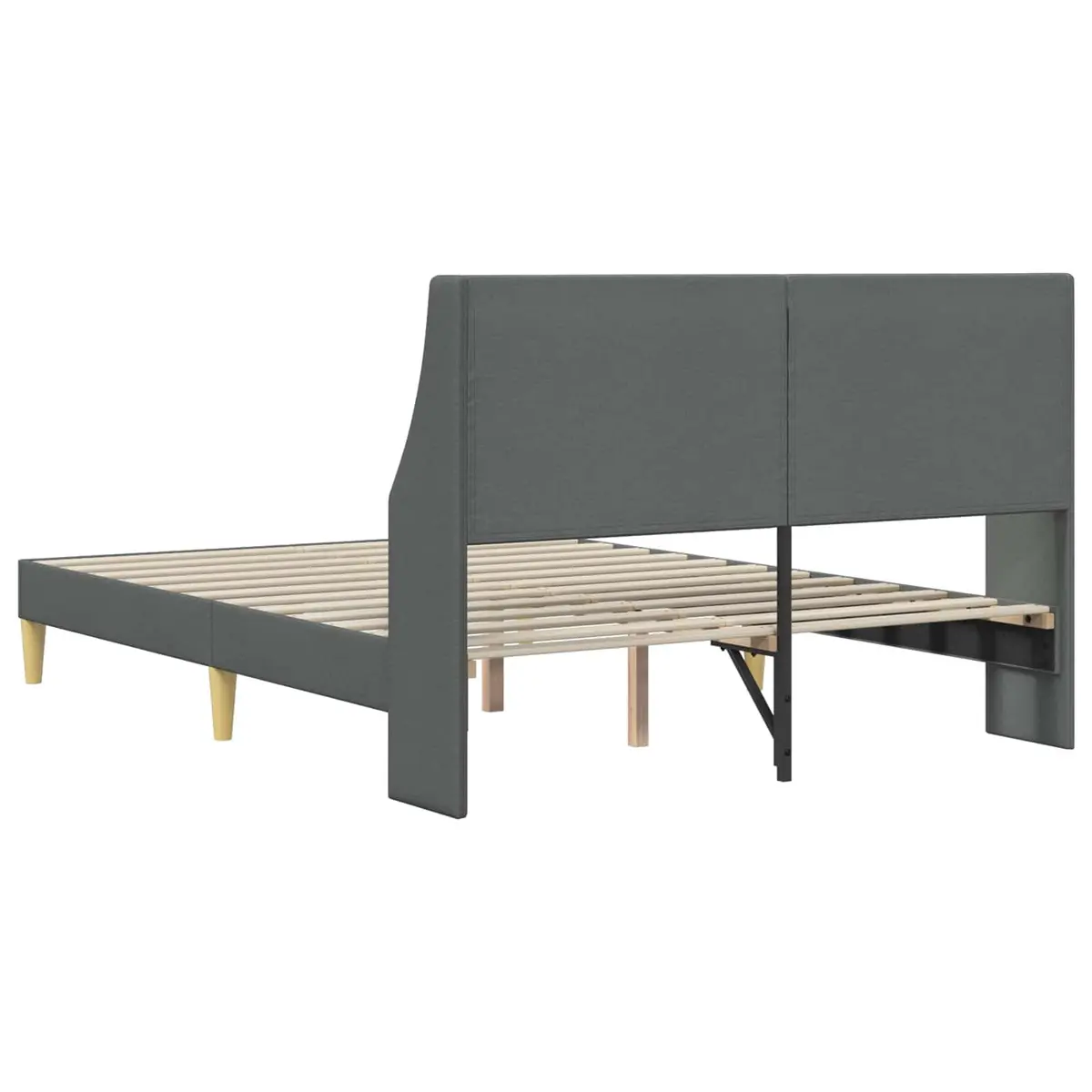 Dark Grey Fabric Headboard Bed Frame