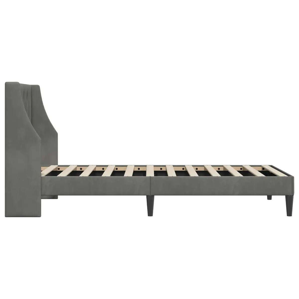 Bed Frame Plywood Velvet 90 x 190 cm Dark Grey