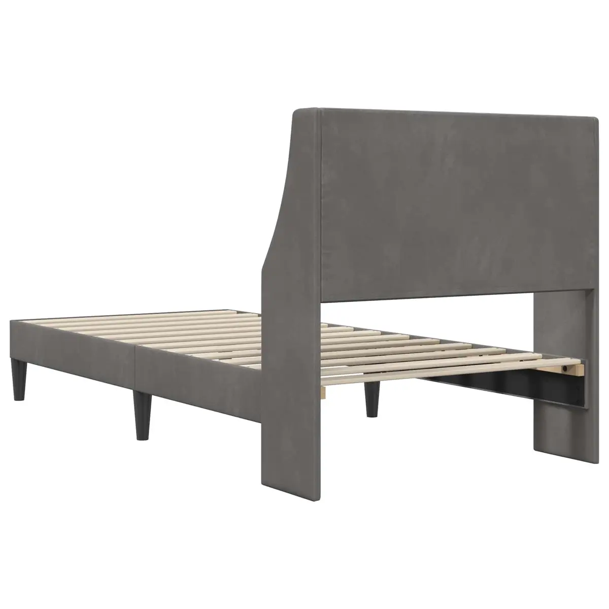 Bed Frame Plywood Velvet 90 x 190 cm Dark Grey