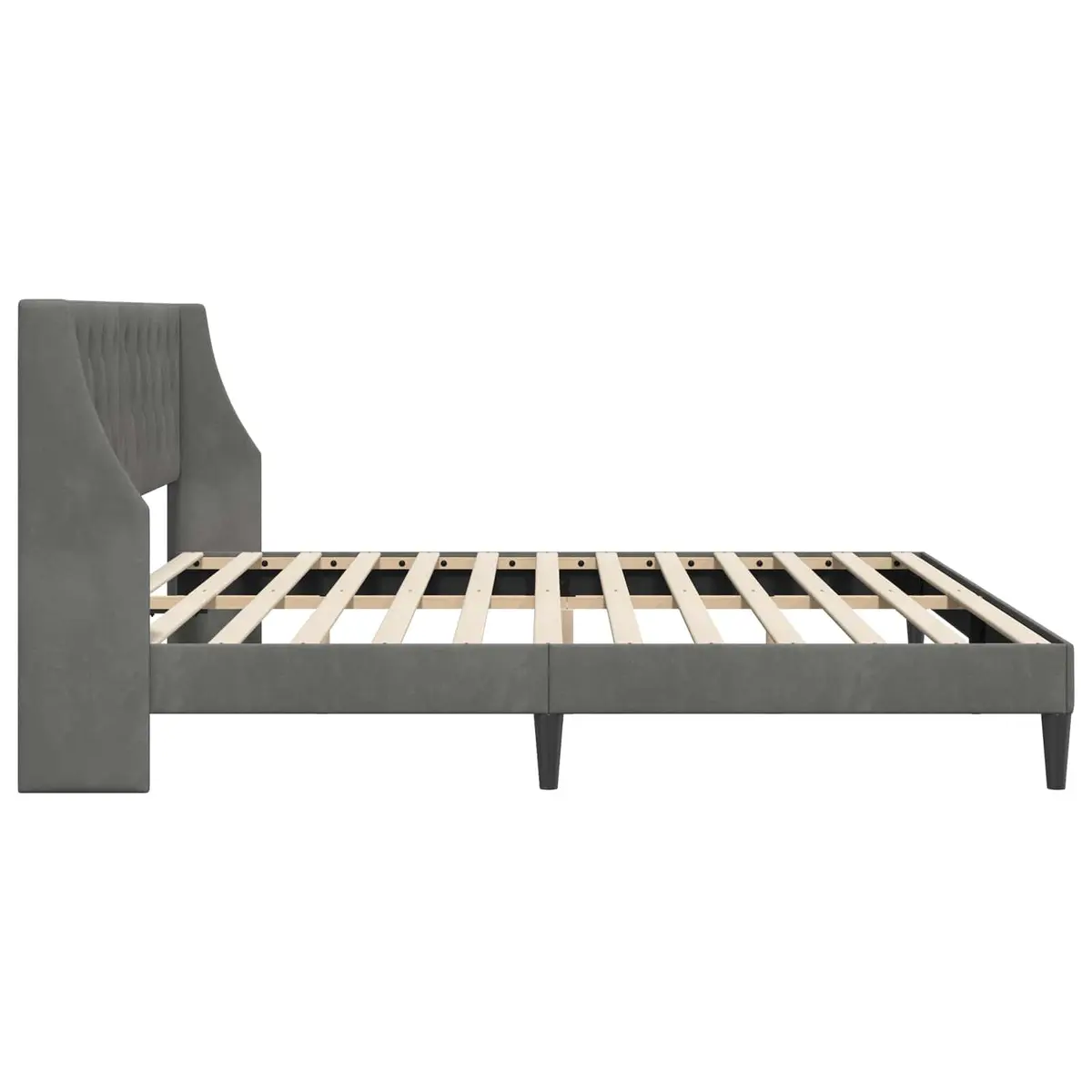 Bed Frame Plywood 180 x 200 cm Dark Grey Velvet Headboard Modern