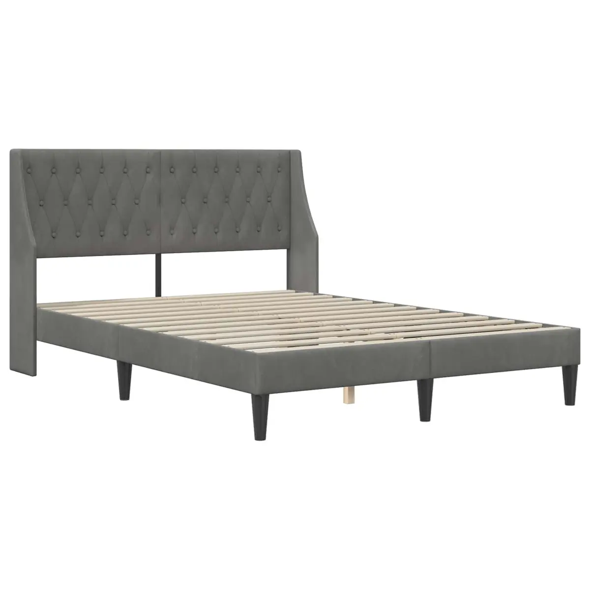 Dark Grey Velvet Upholstered Bed Frame