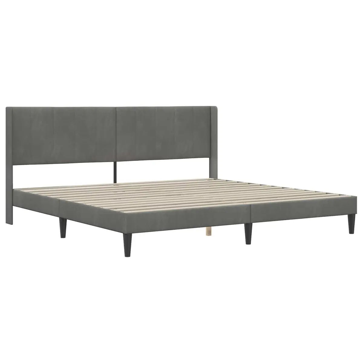 Bed Frame Plywood 180 x 200 cm Dark Grey Velvet Headboard