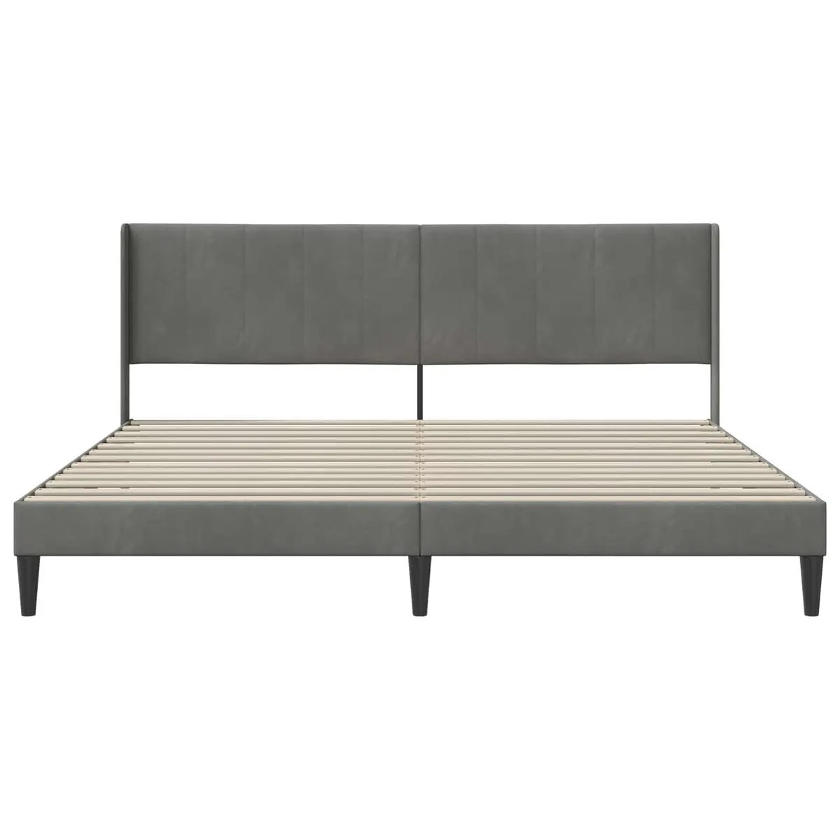 Bed Frame Plywood 180 x 200 cm Dark Grey Velvet Headboard