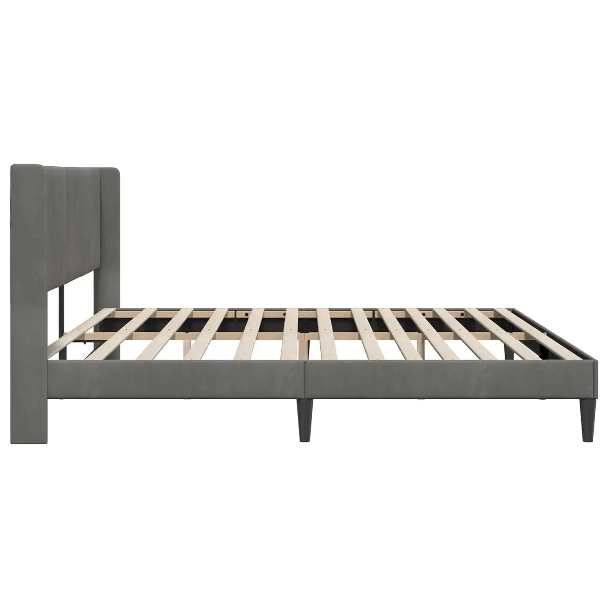 Bed Frame Plywood 180 x 200 cm Dark Grey Velvet Headboard