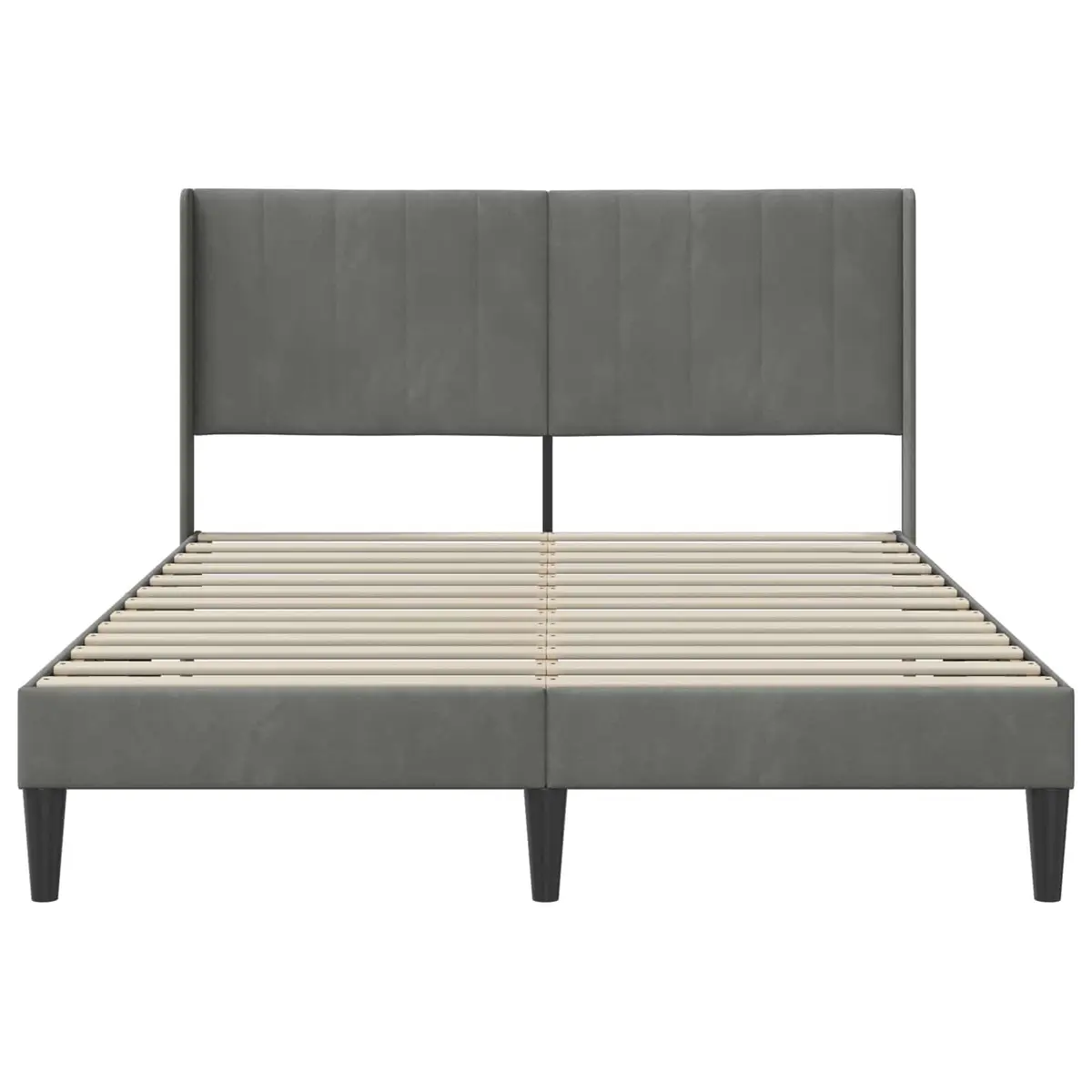 Bed Frame Plywood Slatted Base Dark Grey Velvet