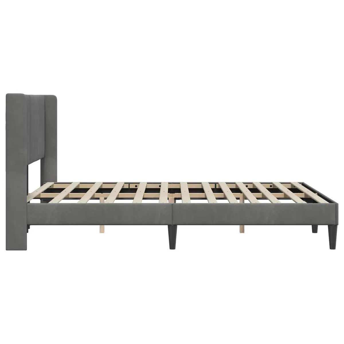Bed Frame with Dark Grey Velvet Headboard