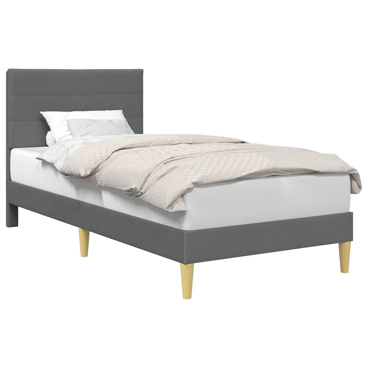 Dark Grey Bed Frame with Upholstered Headboard 90 x 190 cm