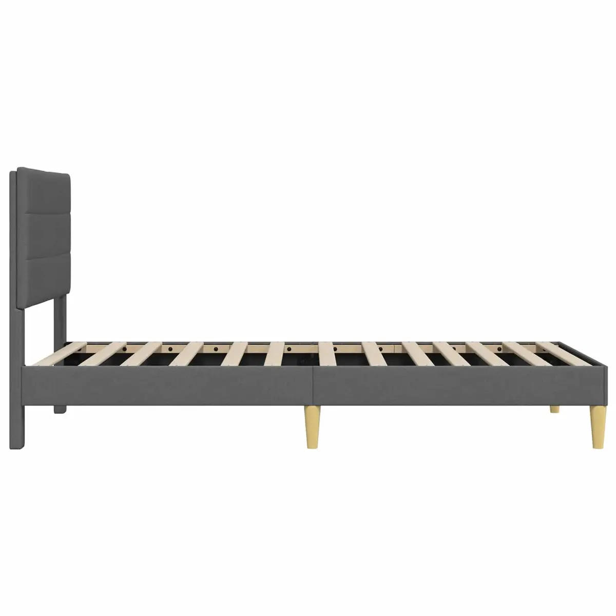 Dark Grey Bed Frame with Upholstered Headboard 90 x 190 cm