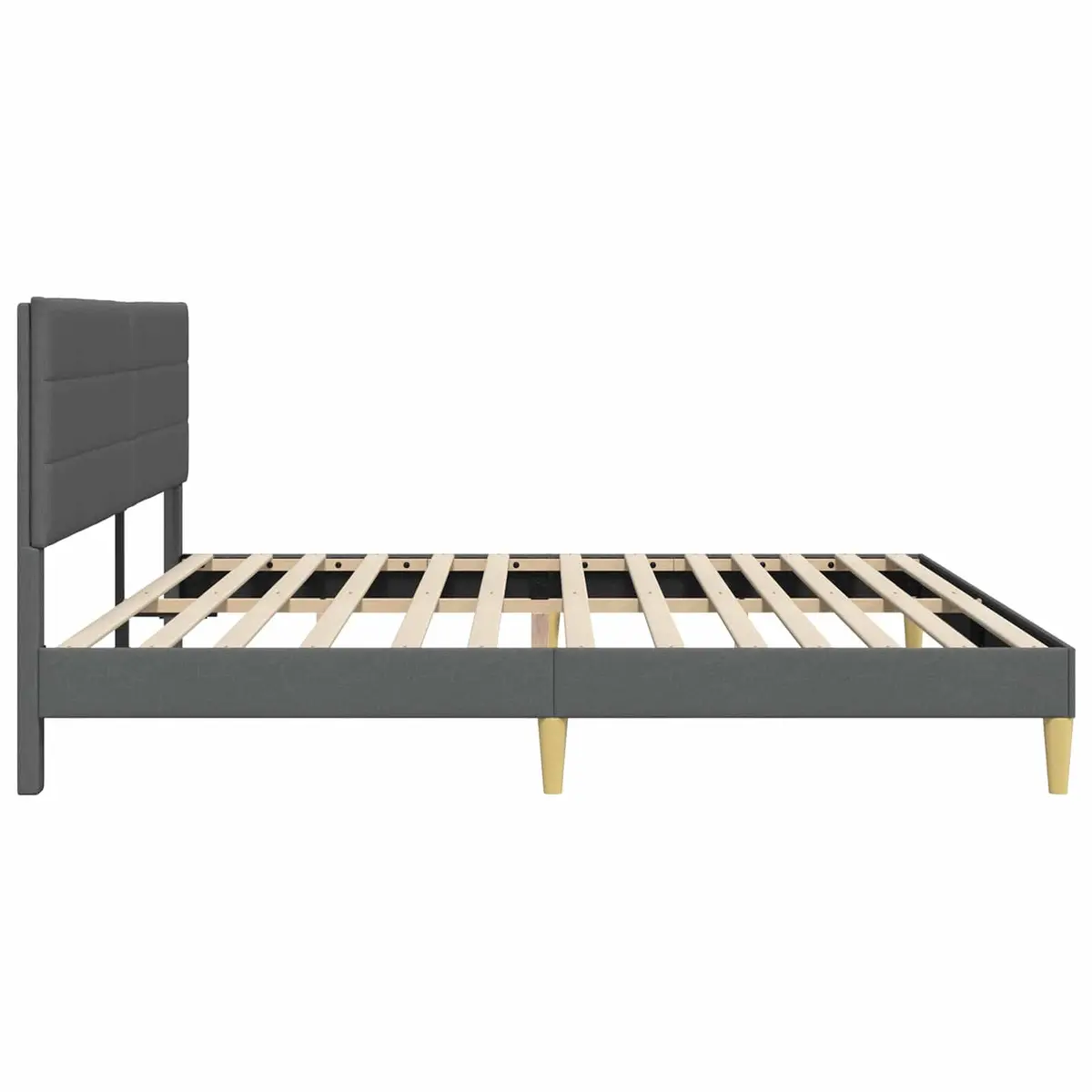 Dark Grey Bed Frame with Fabric Headboard 180 x 200 cm