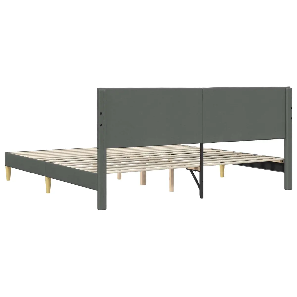 Dark Grey Bed Frame with Fabric Headboard 180 x 200 cm