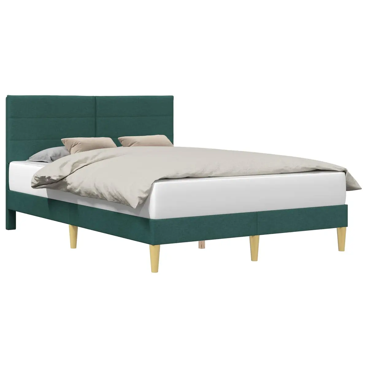 Bed Frame with Fabric Headboard Dark Grey Modern Bedroom Furniture Slatted Base