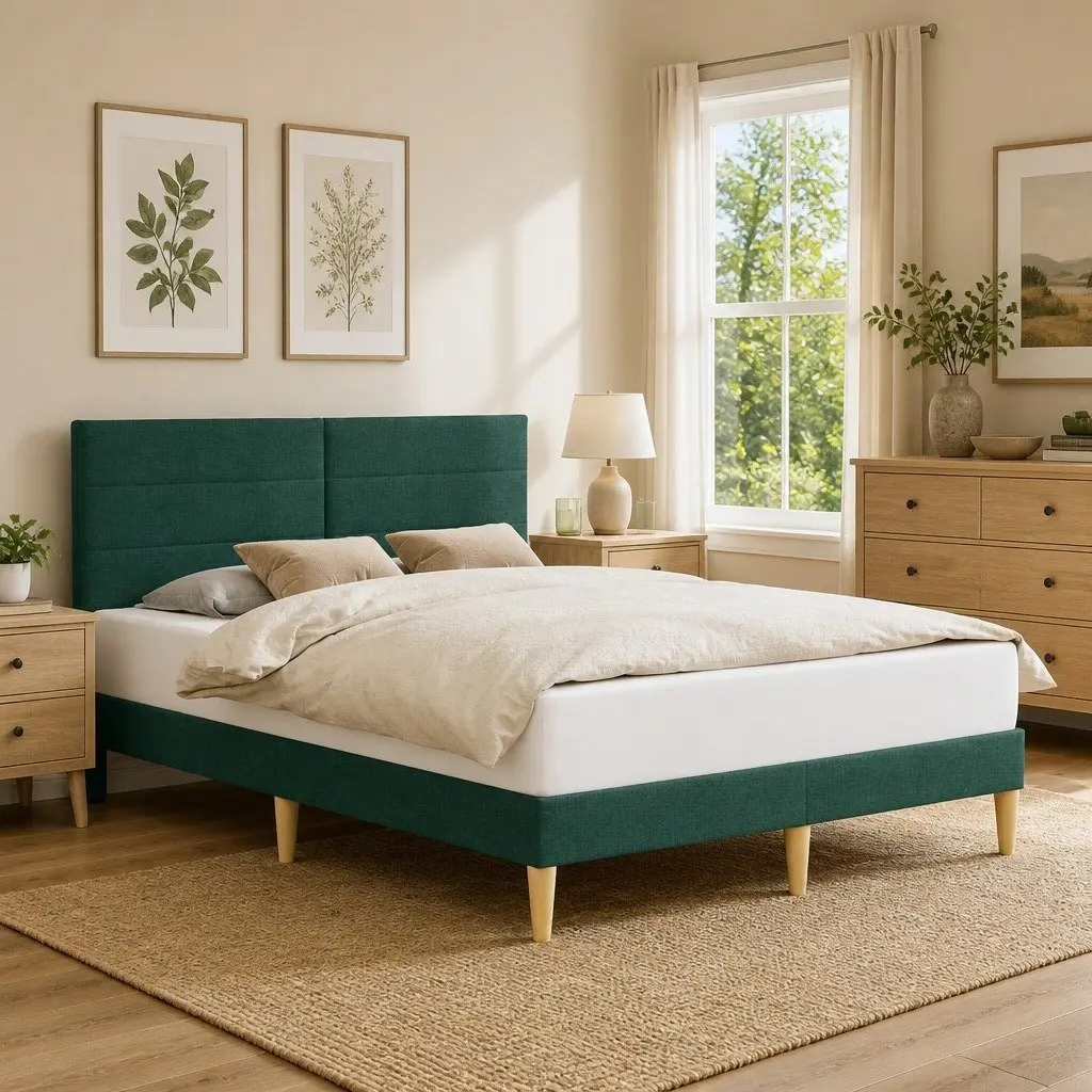 Dark Grey Fabric Upholstered Bed Frame