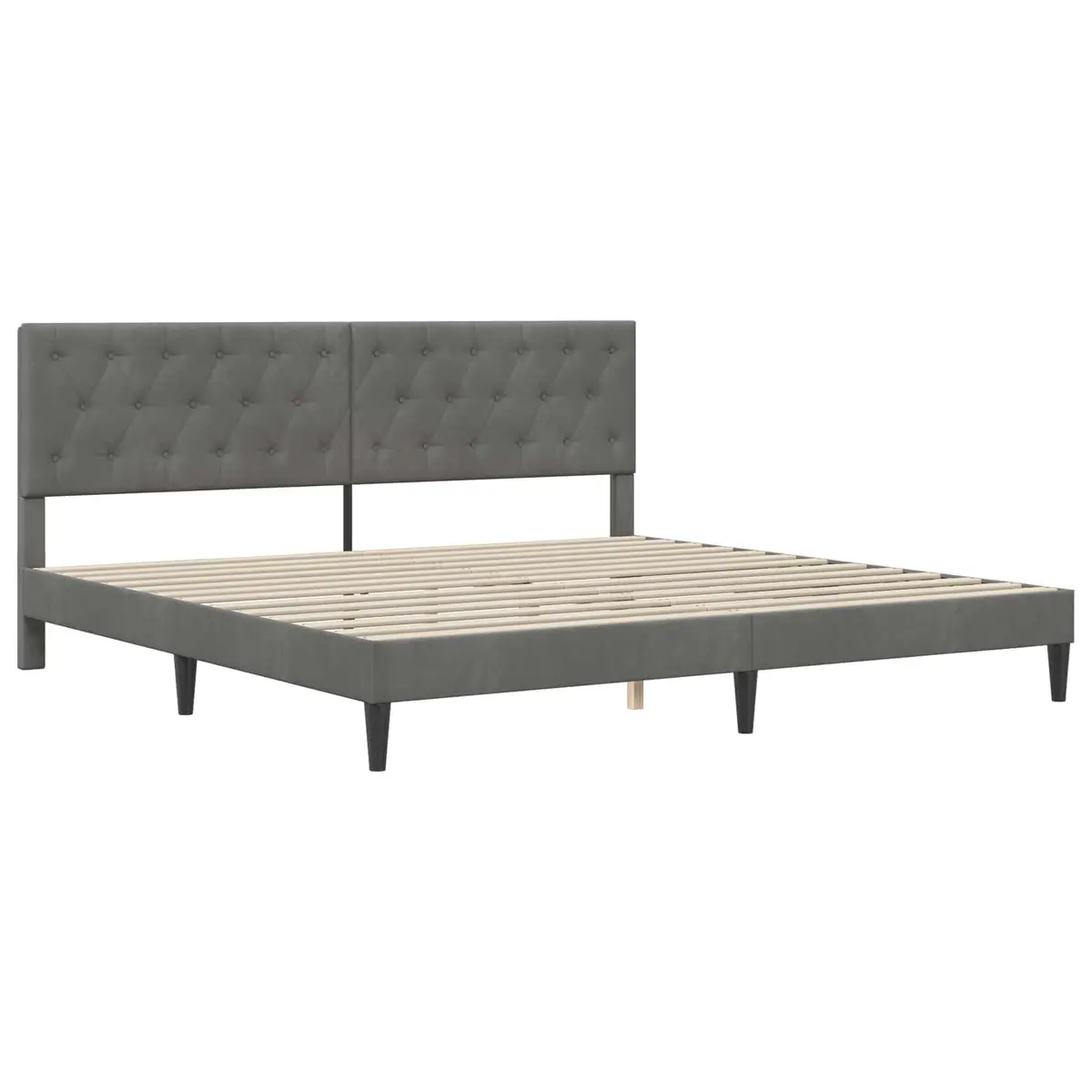 Dark Grey Velvet Bed Frame with Tapered Legs
