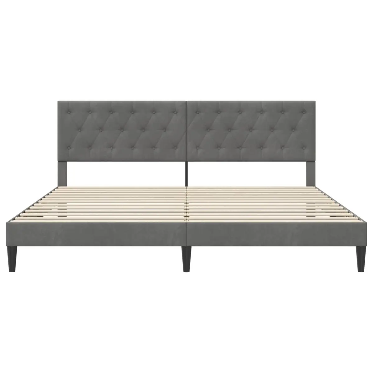 Dark Grey Velvet Bed Frame with Tapered Legs