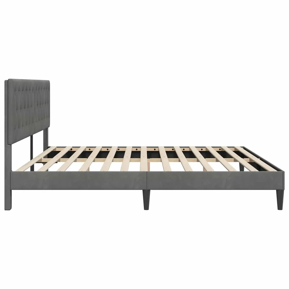 Dark Grey Velvet Bed Frame with Tapered Legs