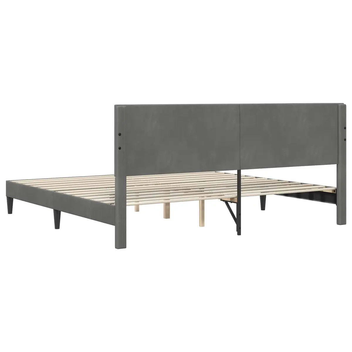 Dark Grey Velvet Bed Frame with Tapered Legs