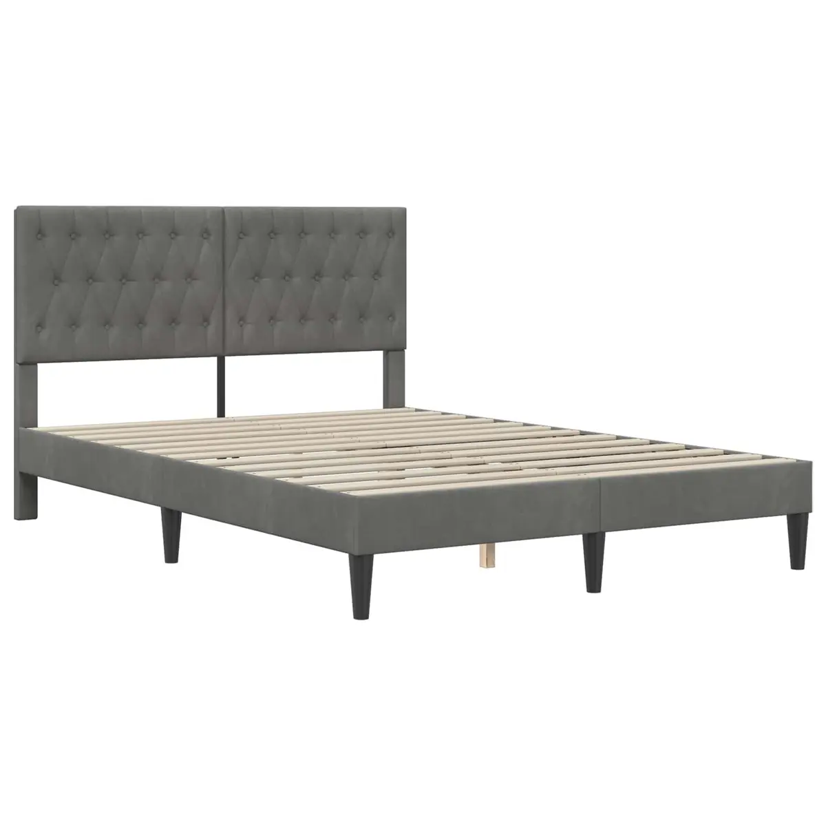 Dark Grey Velvet Bed Frame with Tapered Legs