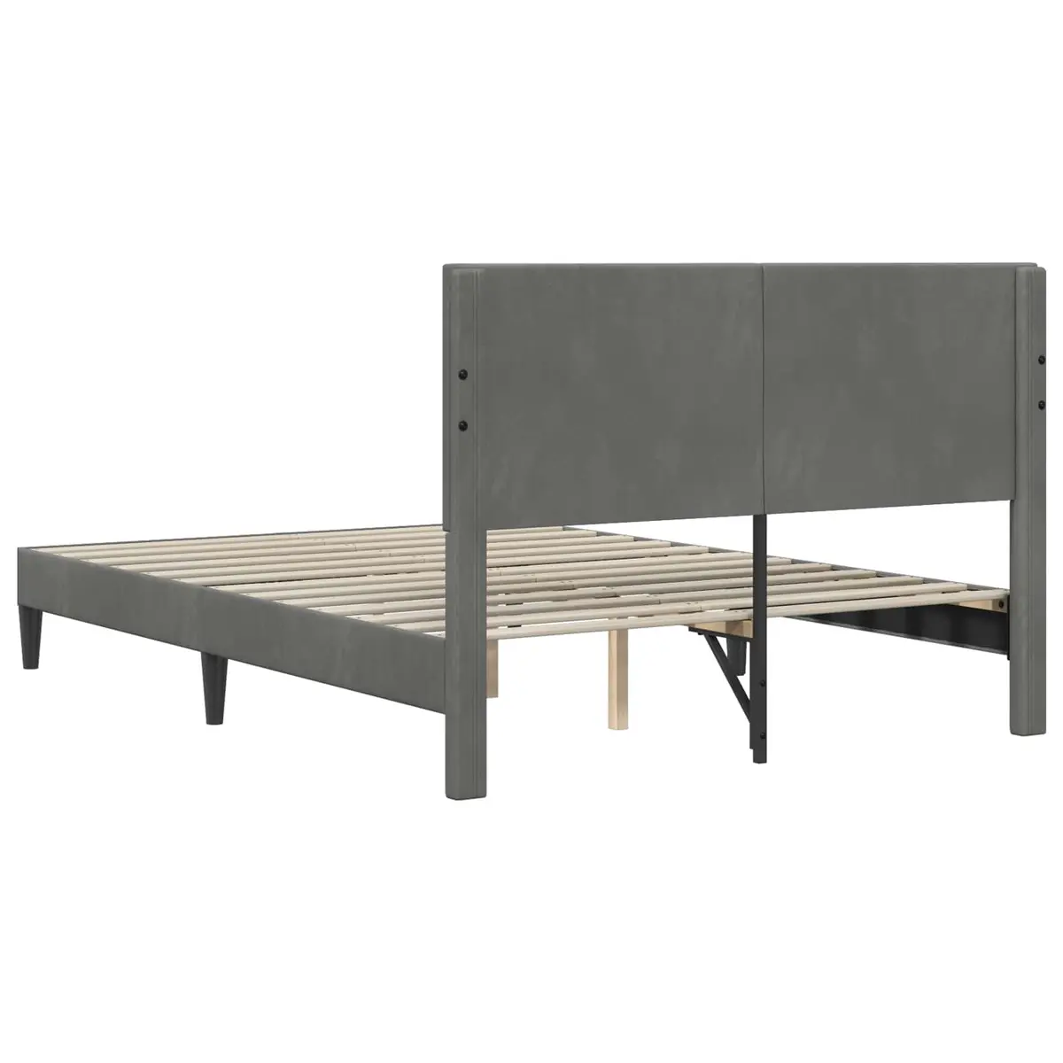 Dark Grey Velvet Bed Frame with Tapered Legs