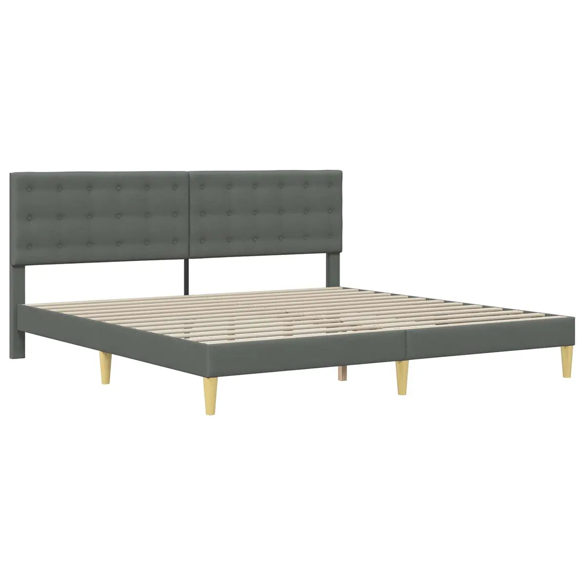 Bed Frame with Fabric Headboard Dark Grey 180 x 200 cm Modern Bedroom Furniture