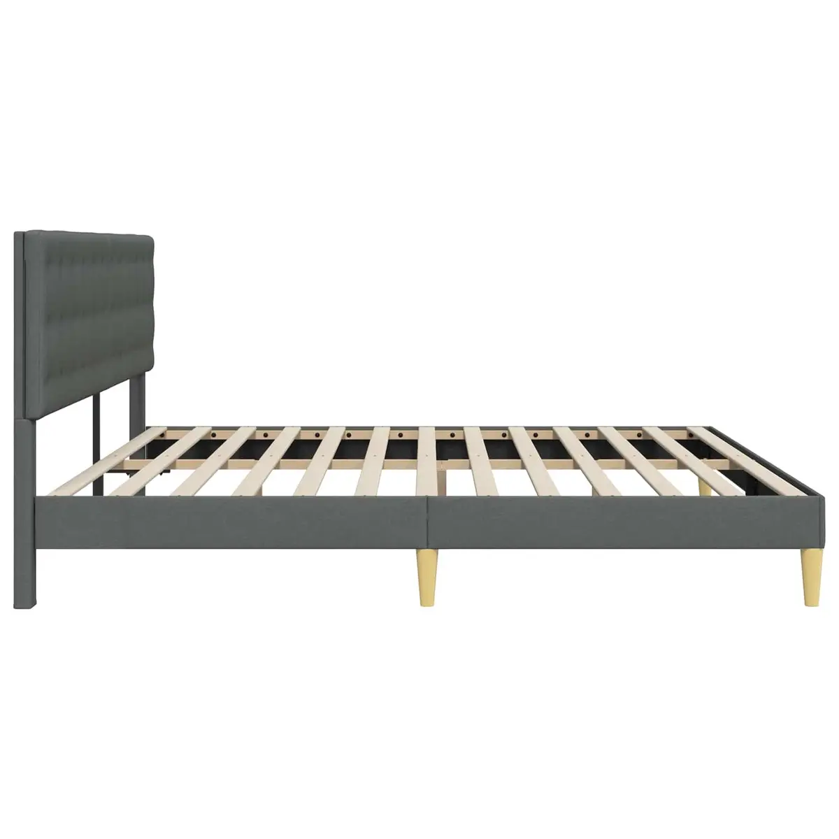 Bed Frame with Fabric Headboard Dark Grey 180 x 200 cm Modern Bedroom Furniture
