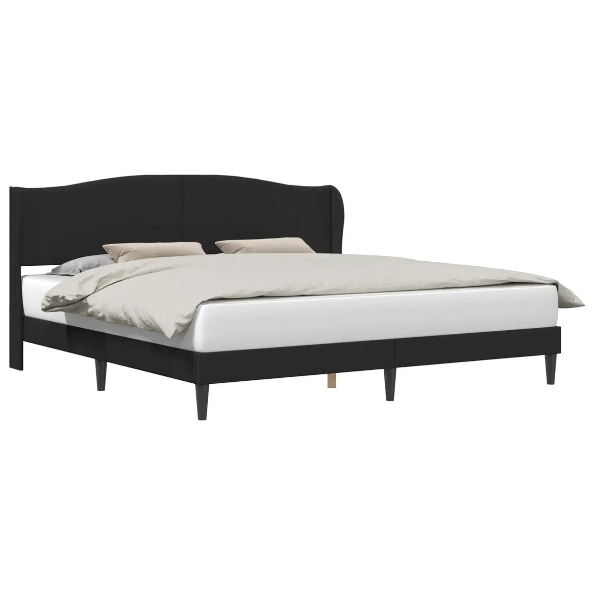 Black Faux Leather Bed Frame with Headboard