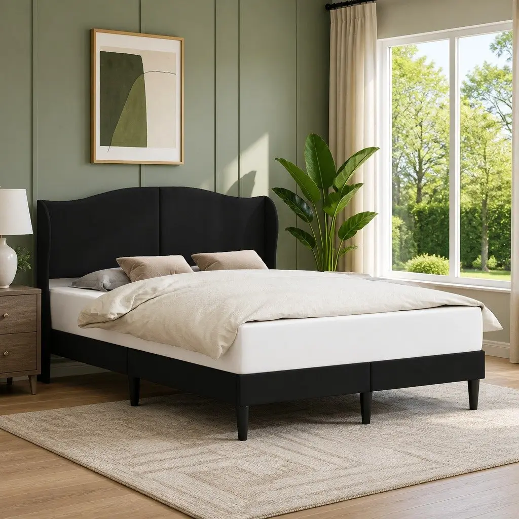 Faux Leather Queen Bed Frame with Headboard