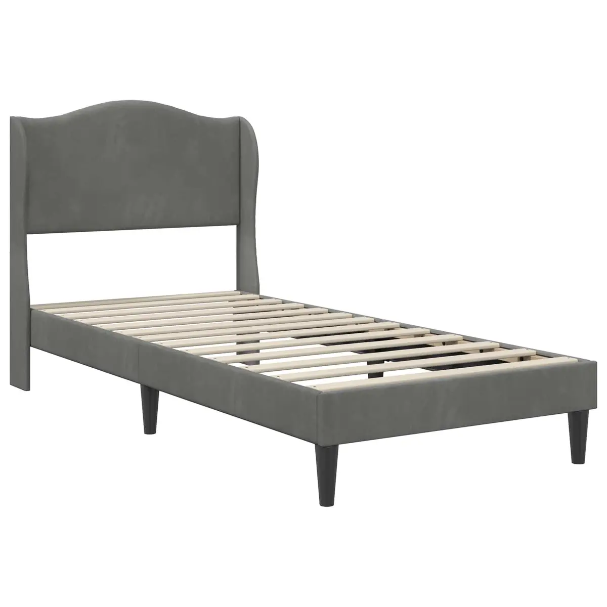 Bed Frame Velvet Upholstery 90 x 190 cm Dark Grey Modern