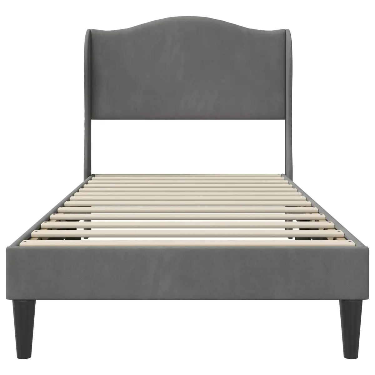 Bed Frame Velvet Upholstery 90 x 190 cm Dark Grey Modern