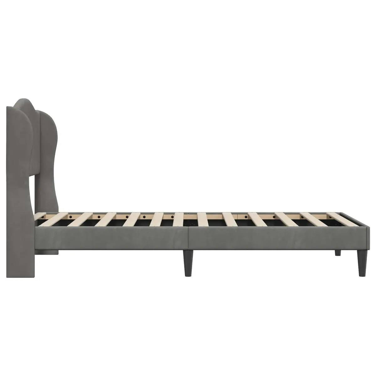 Bed Frame Velvet Upholstery 90 x 190 cm Dark Grey Modern
