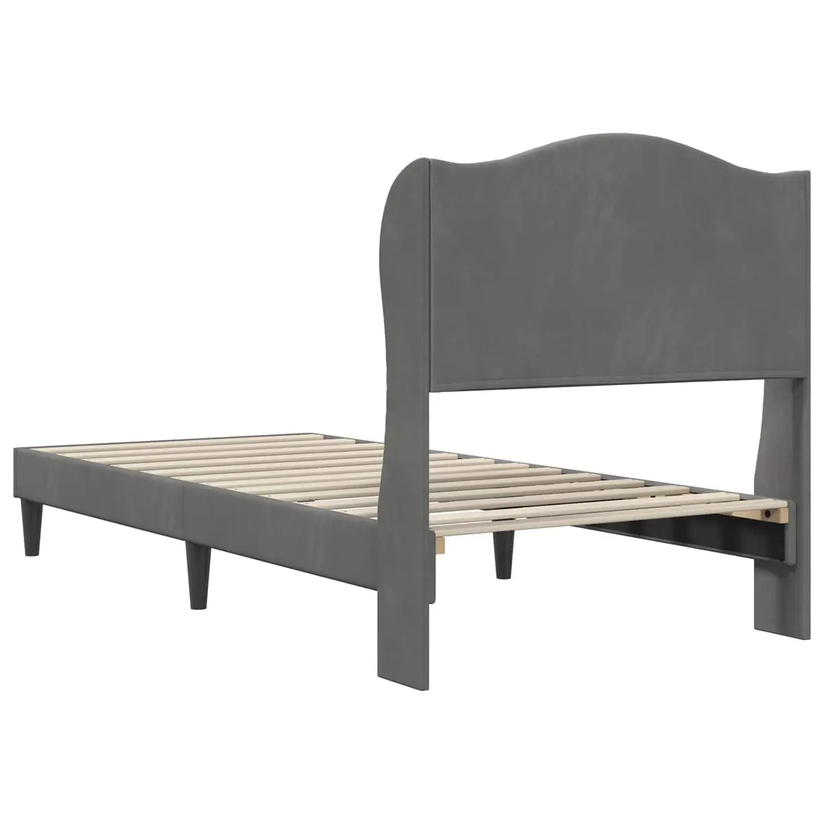 Bed Frame Velvet Upholstery 90 x 190 cm Dark Grey Modern