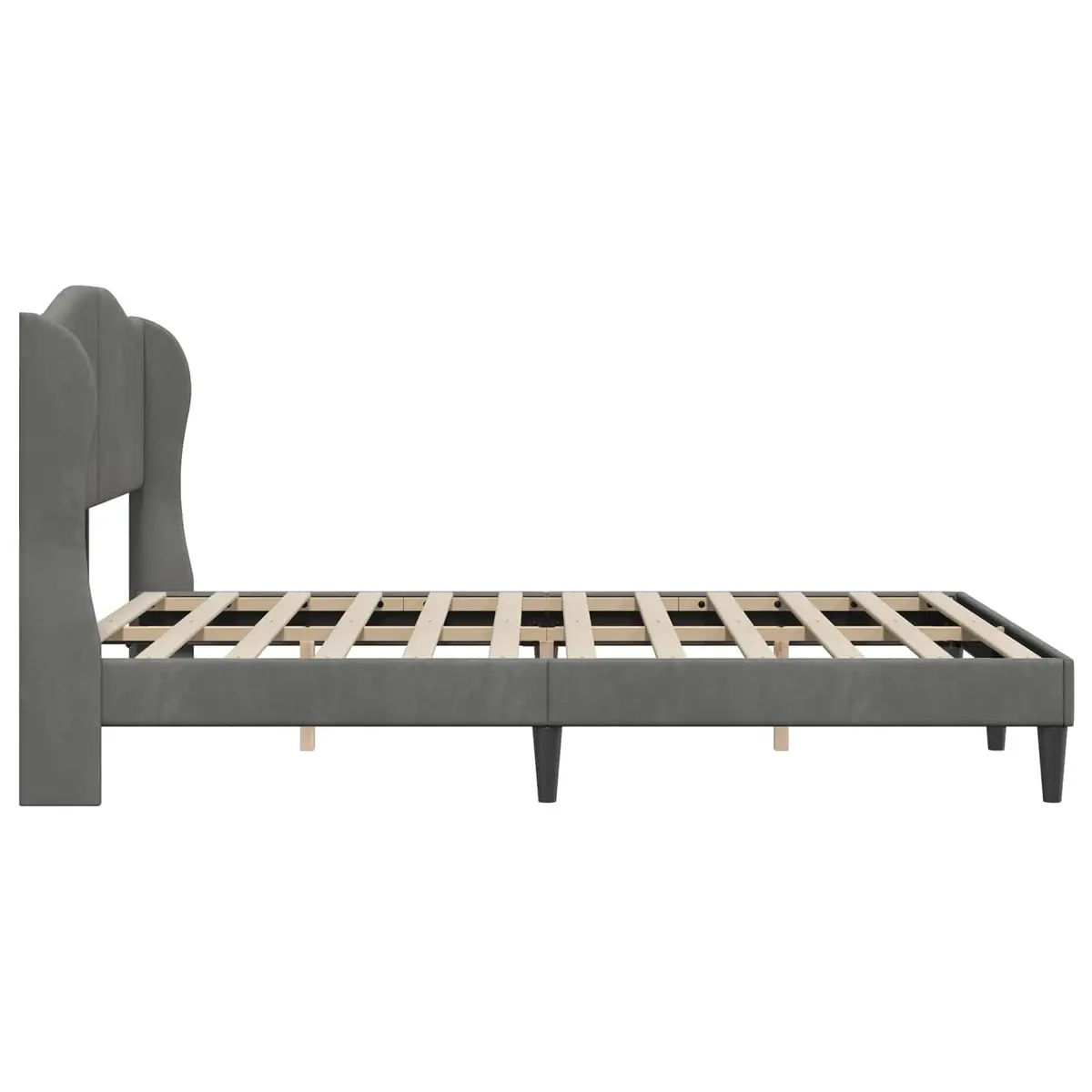 Bed Frame Velvet 137 x 190 cm Dark Grey Modern Platform