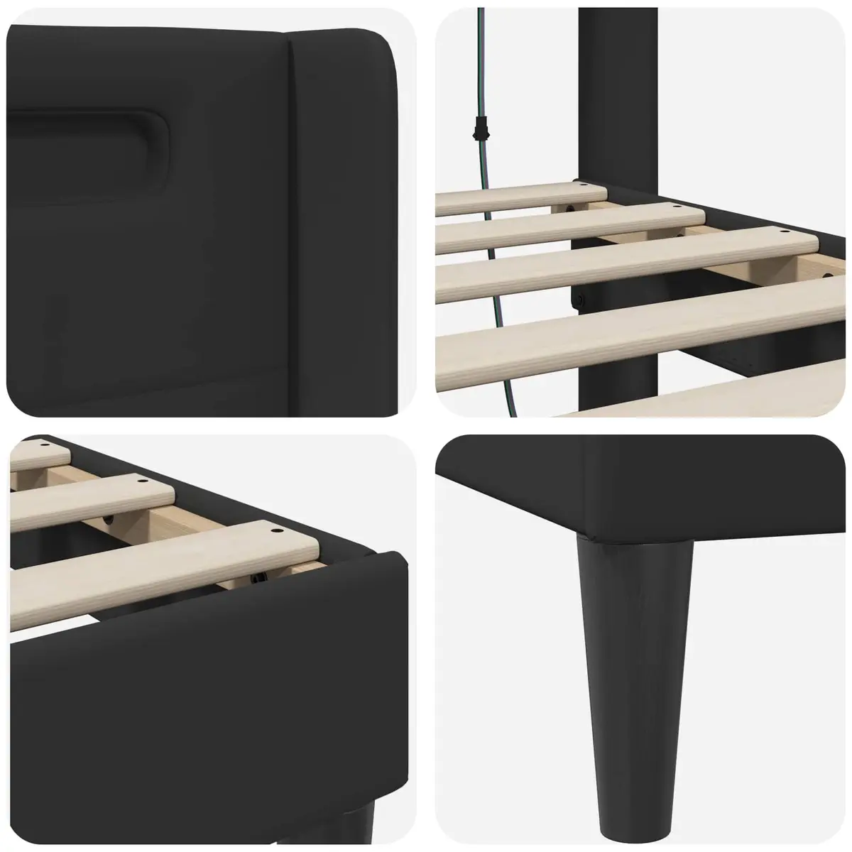 Black Bed Frame with LED Strip Lights 180x200cm