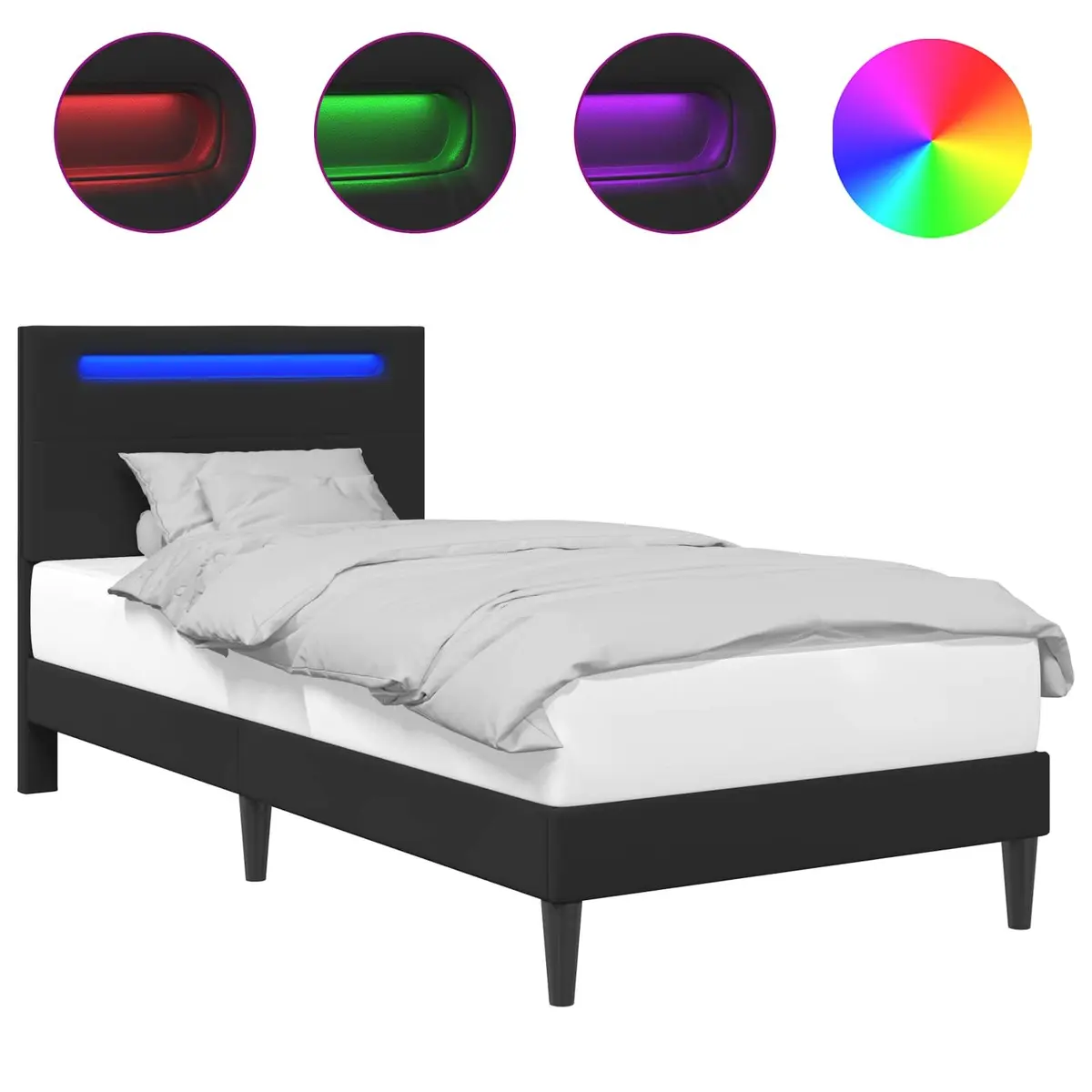 Black Faux Leather Bed Frame 90 x 190 cm